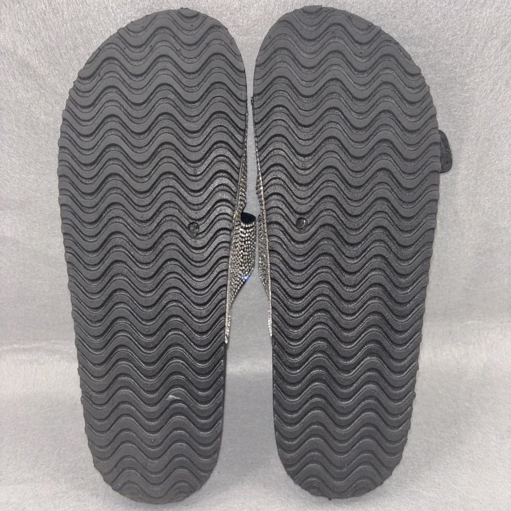 Madden Girl Women's Teddy-R Rhinestone and Black Footbed Sandals, Size 9 NWOB